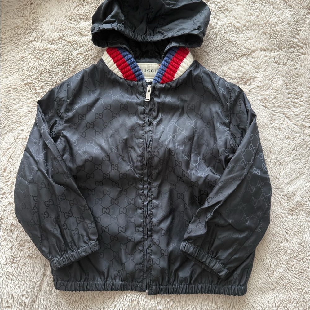 Baby Gucci Windbreaker Jacket – Navy Blue, Size 12-18M